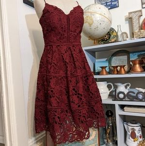 Adelyn Rae Maroon Floral Dress (S)